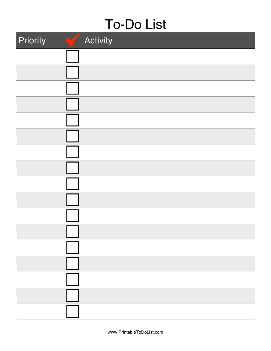 To-Do List Template Table