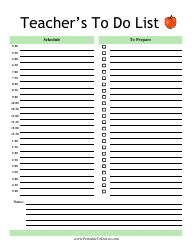 Document preview: Teacher's to Do List Template