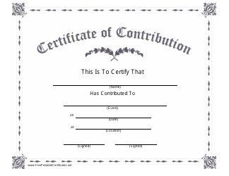 &quot;Certificate of Contribution Template&quot;