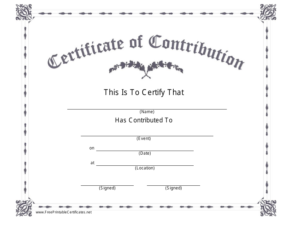 Certificate of Contribution Template - Grey Image Preview