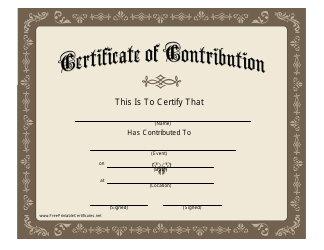 Document preview: Certificate of Contribution Template