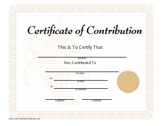 Document preview: Certificate of Contribution Template