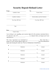 Document preview: Security Deposit Refund Letter Template