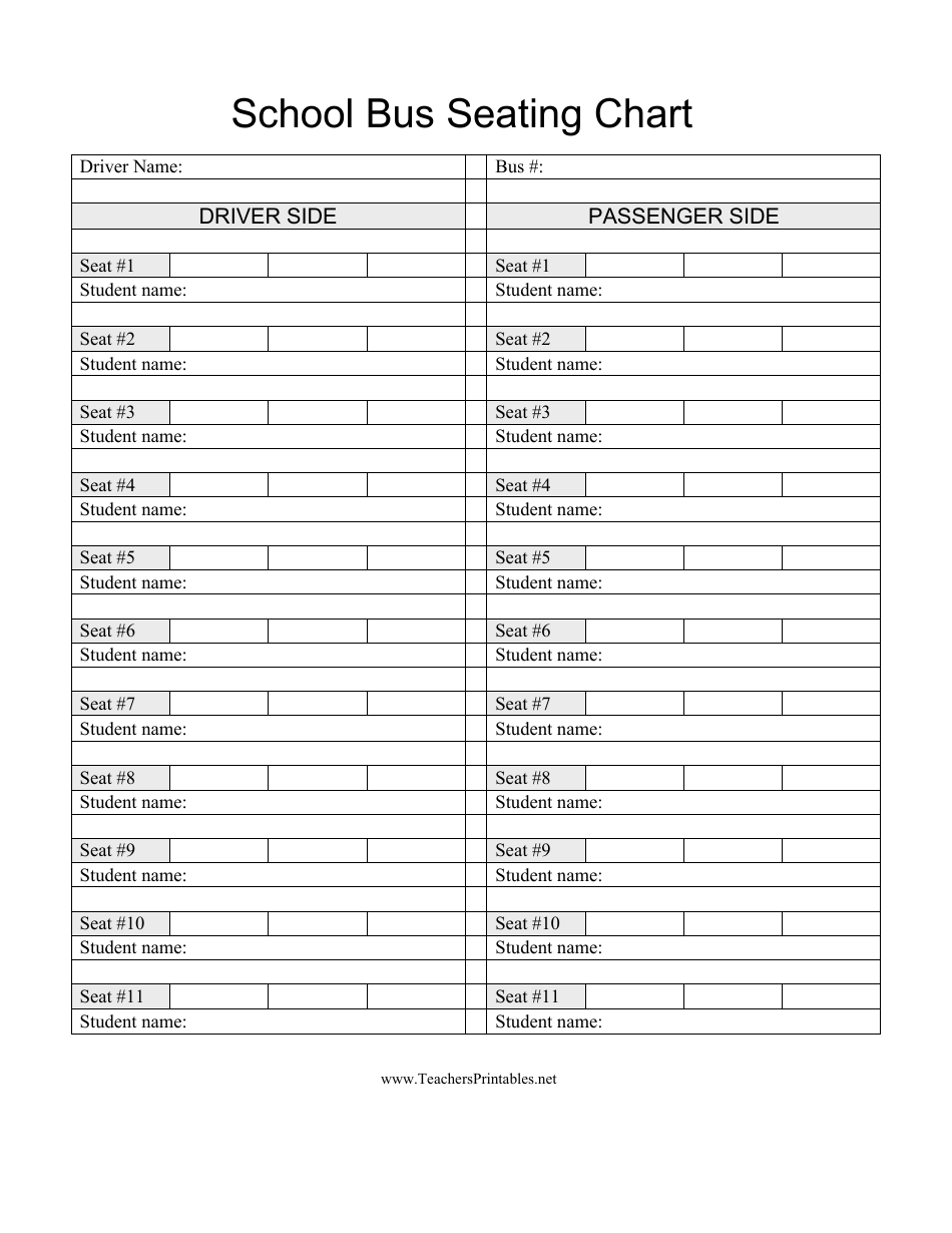 School Bus Seating Chart Template Download Printable Pdf Templateroller