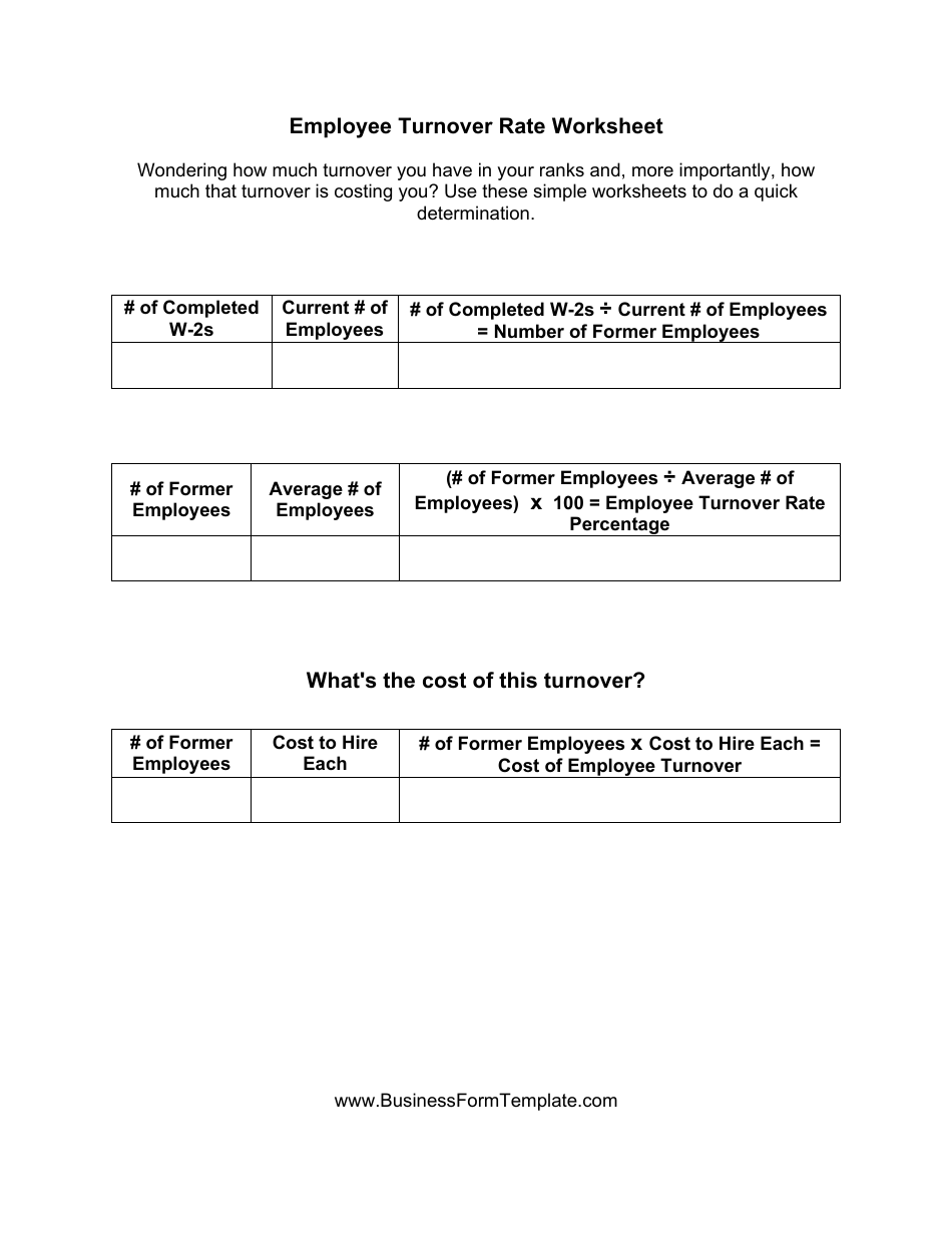 Employee Turnover Rate Workseet Template, Page 1