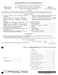 Document preview: Form 32-022 Iowa Sales/Retailer's Use Tax and Surcharge Return - Iowa