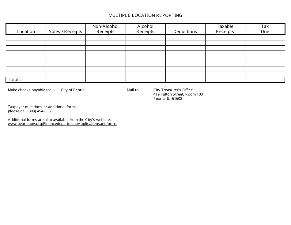 Municipal Tax Return Form - City of Peoria, Illinois, Page 2