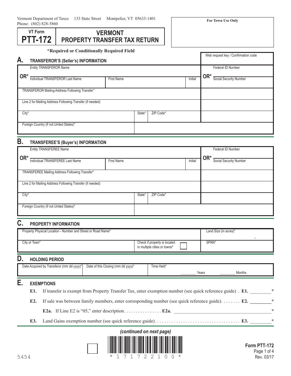 VT Form PTT-172 - Fill Out, Sign Online and Download Fillable PDF ...