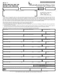 Document preview: Form 01-157 Texas Special Use Tax Report for Printers - Texas