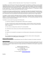 Form ST-A-126 Affidavit of Exemption - Maine, Page 2