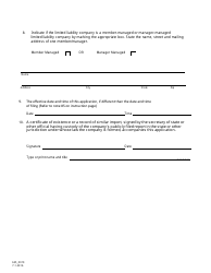 Limited Liability Company Application for Certificate of Authority - Iowa, Page 2