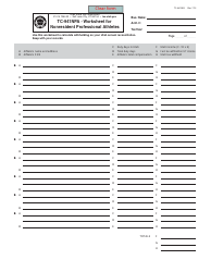 Document preview: Form TC-941NPA Worksheet for Nonresident Professional Athletes - Utah
