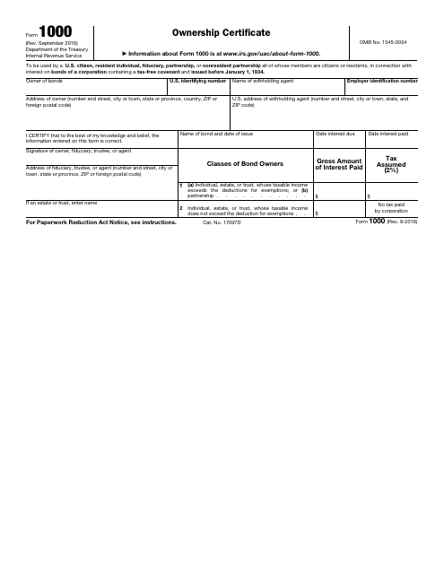 IRS Form 1000 Ownership Certificate
