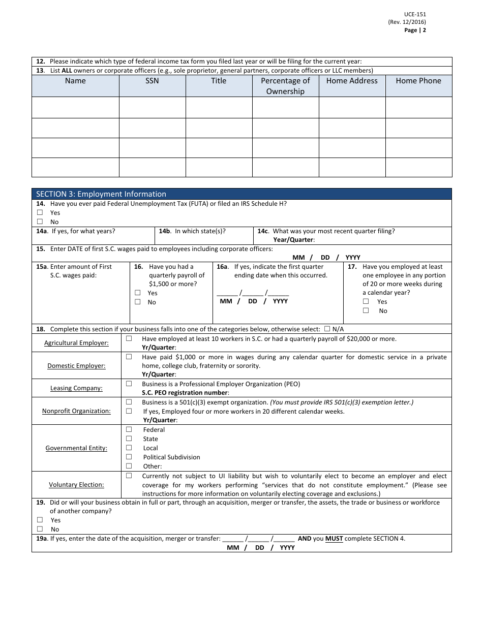 Form Uce 151 Fill Out Sign Online And Download Printable Pdf South Carolina Templateroller 9549
