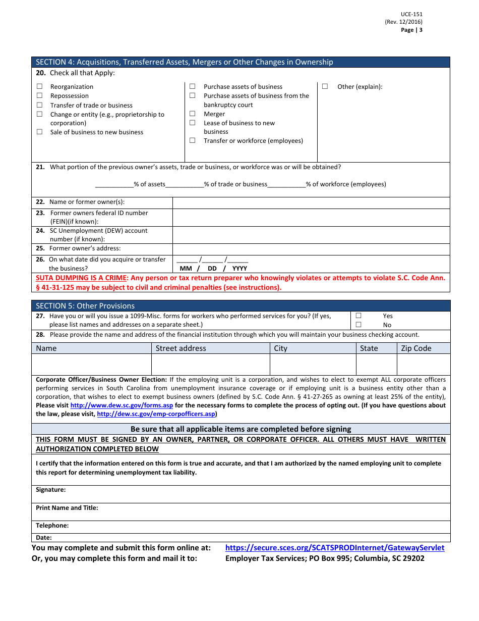 Form Uce 151 Fill Out Sign Online And Download Printable Pdf South Carolina Templateroller 5562