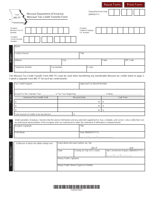 Form MO-TF  Printable Pdf