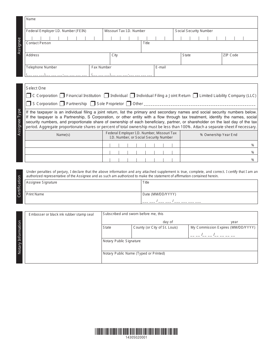Form MO-TF Missouri Tax Credit Transfer Form - Missouri, Page 2