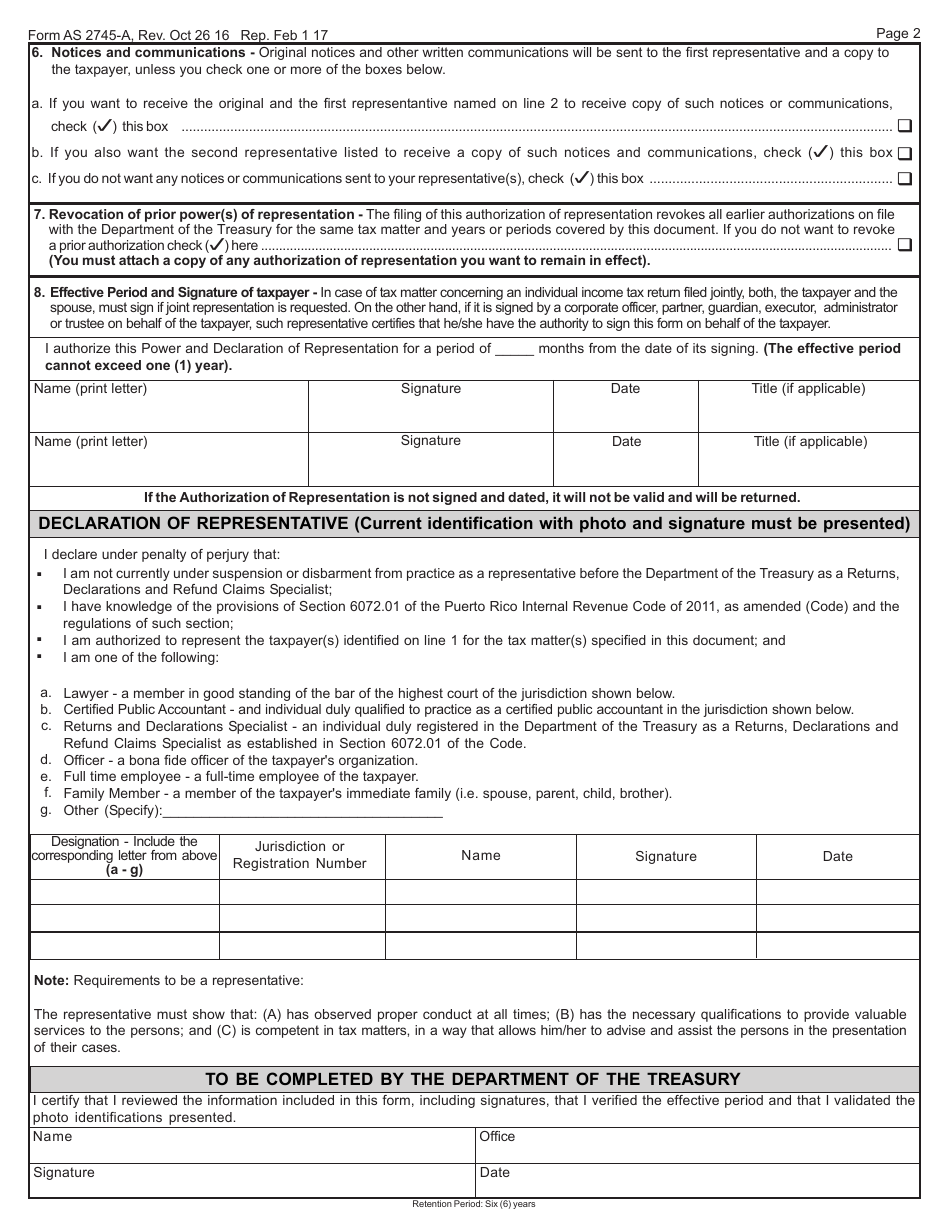 Form AS2745-A - Fill Out, Sign Online and Download Printable PDF ...