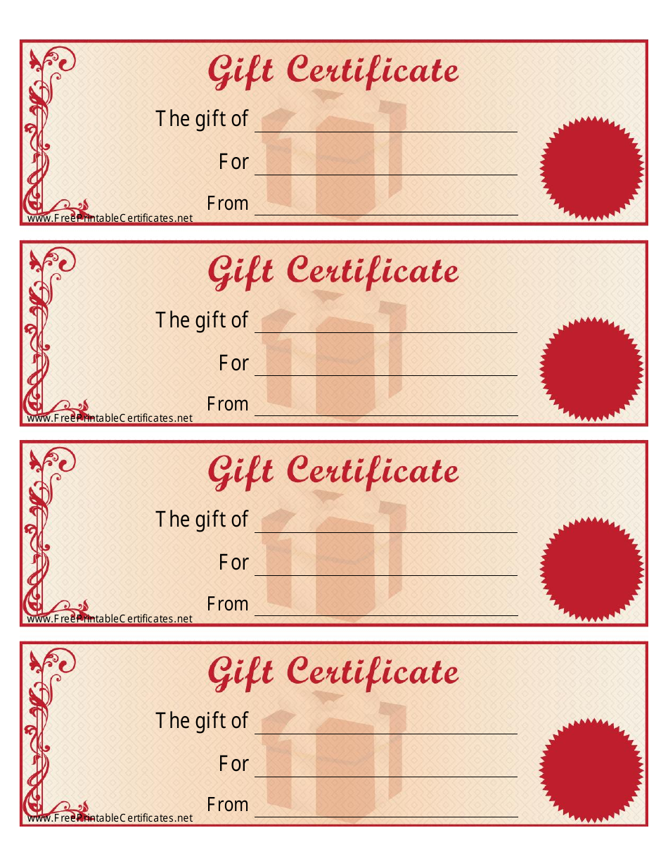 Beige and red themed gift certificate template