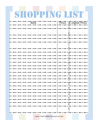 Document preview: Shopping List Template