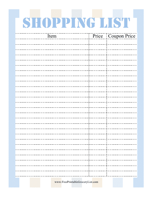 Shopping List Template - Varicolored Download Pdf