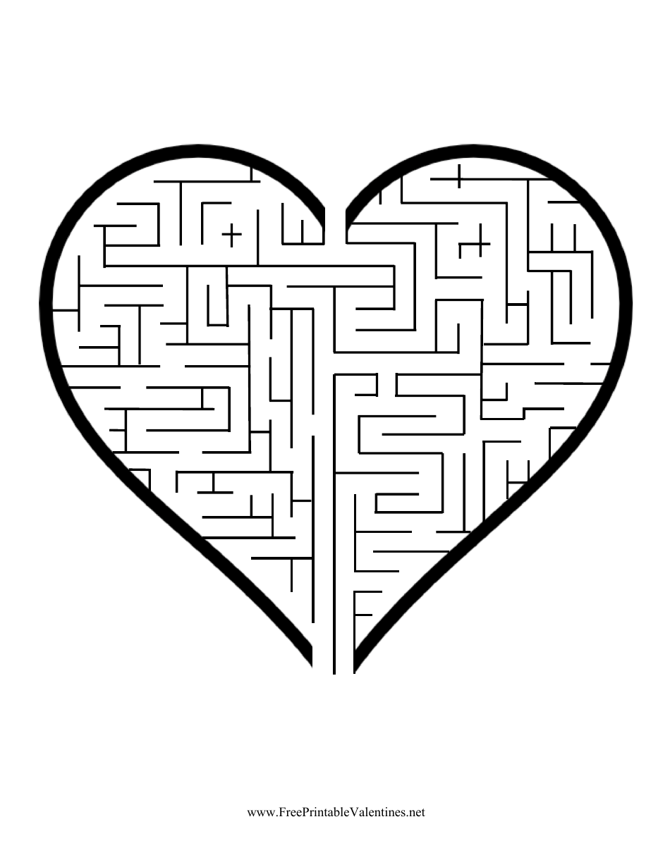 Valentine's Day Heart Maze Template Preview
