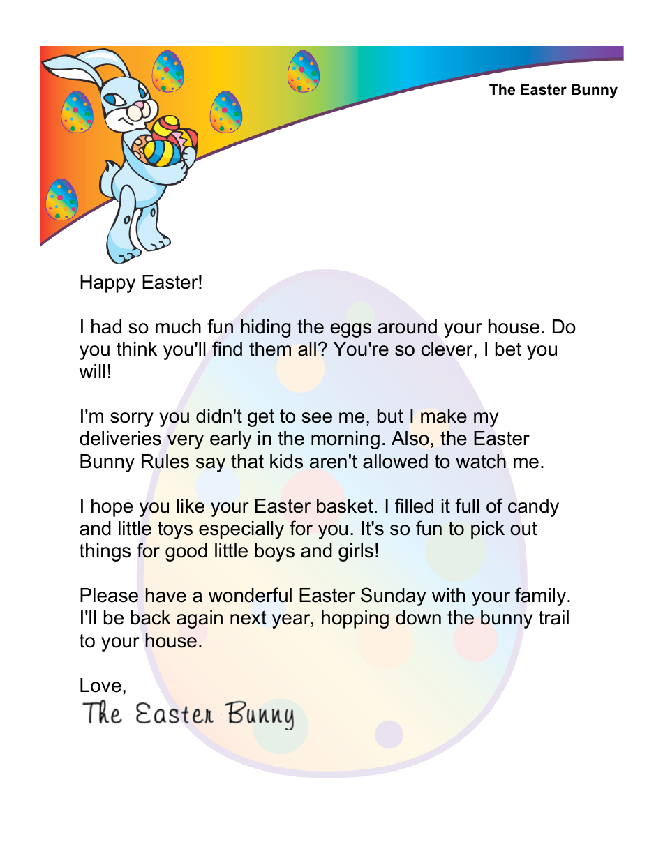 Order your personalized Easter Bunny Letter online at Templateroller.com