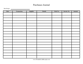 Document preview: Purchases Journal Template