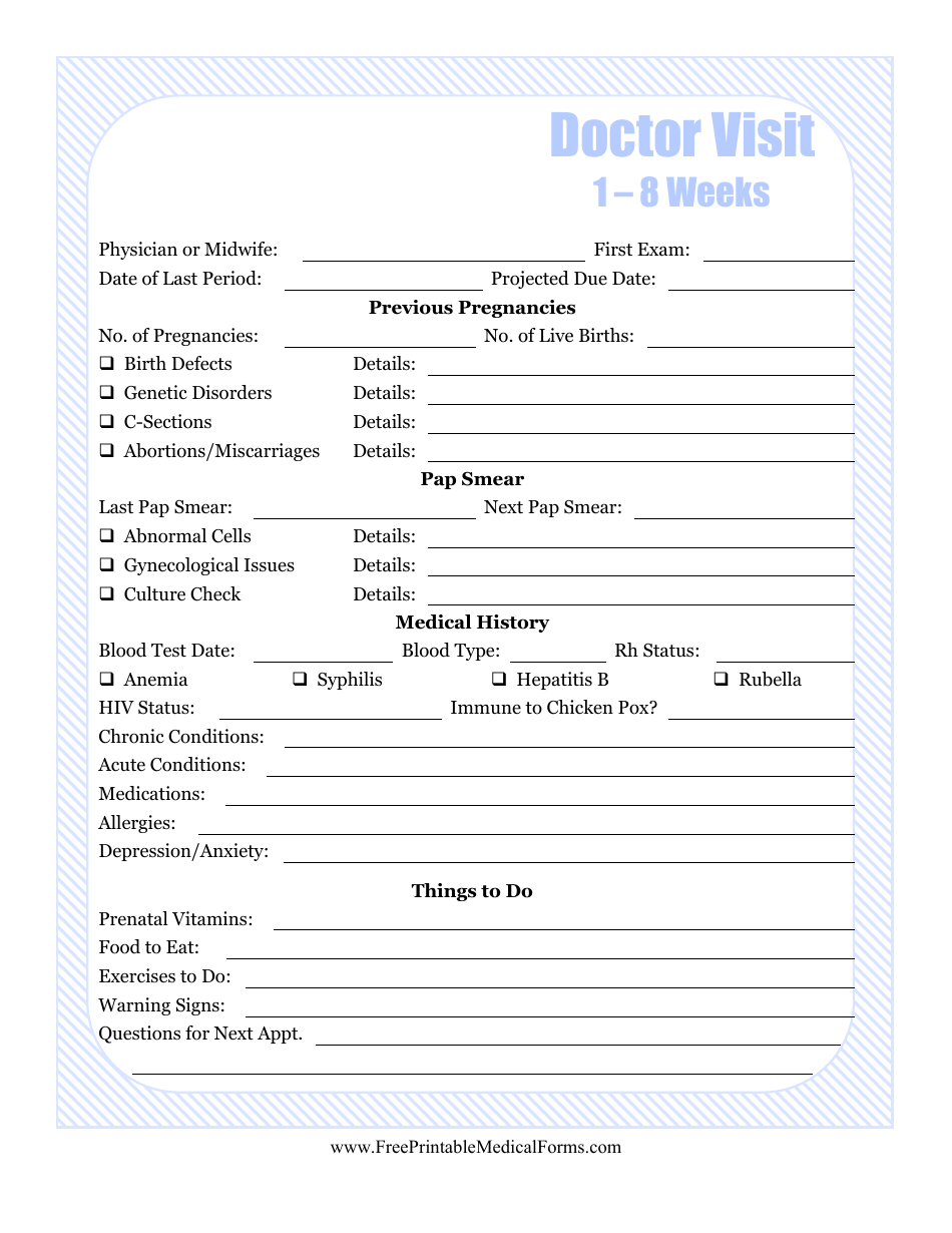 Pregnancy Journal Template - A Comprehensive Guide for Tracking 1-8 Weeks Doctor Visits