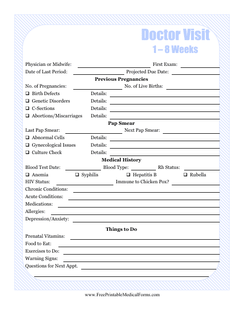 Pregnancy Journal Template - A Comprehensive Guide for Tracking 1-8 Weeks Doctor Visits