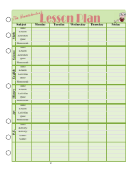 Document preview: Homeschool Weekly Lesson Plan Template