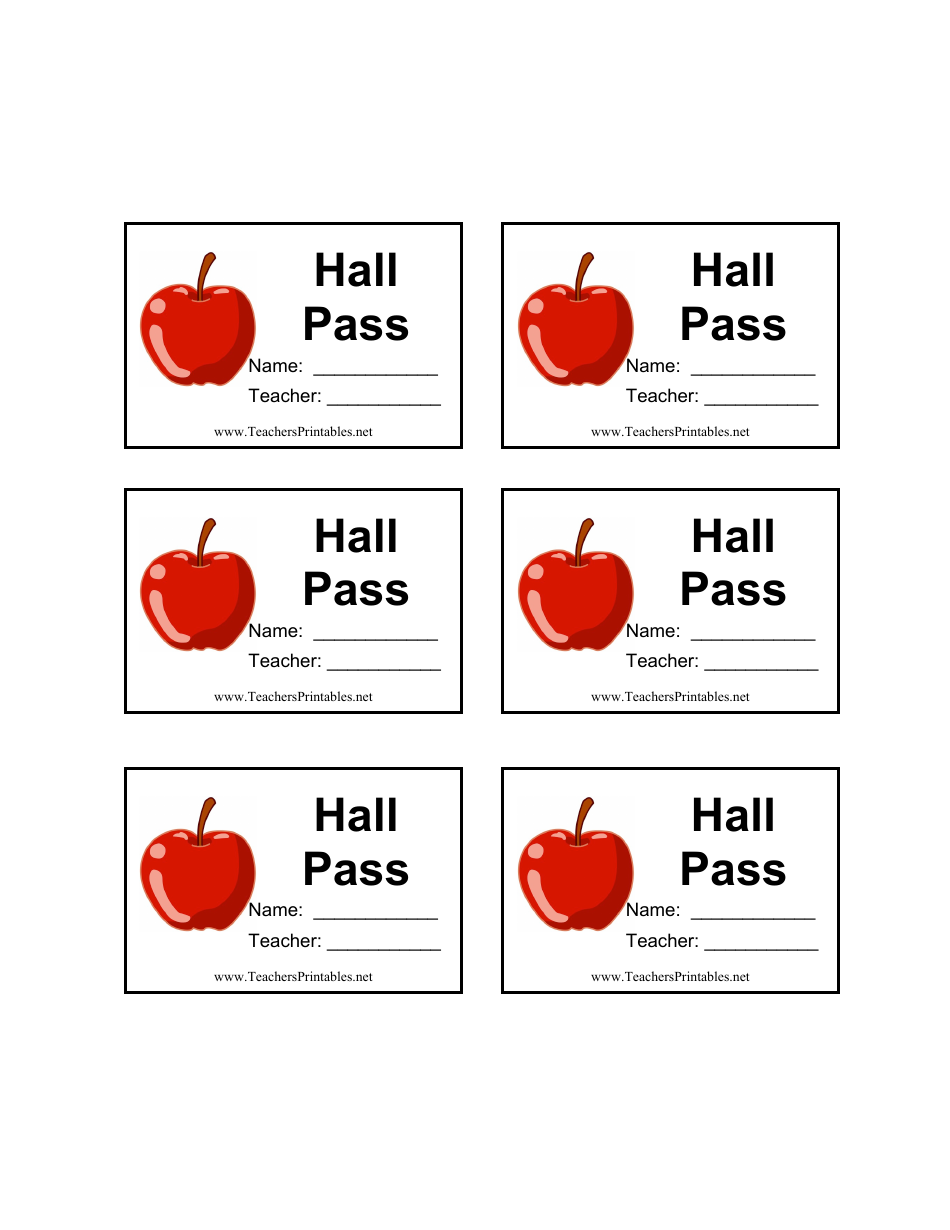 Hall Pass Template Print Big 