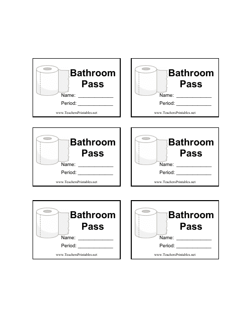 &quot;Bathroom Pass Template&quot; Download Pdf