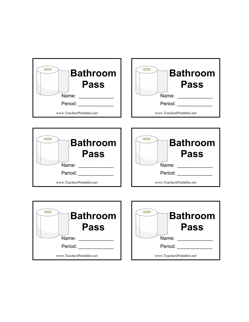 Bathroom Pass Template - Customize for Your School and Classroom