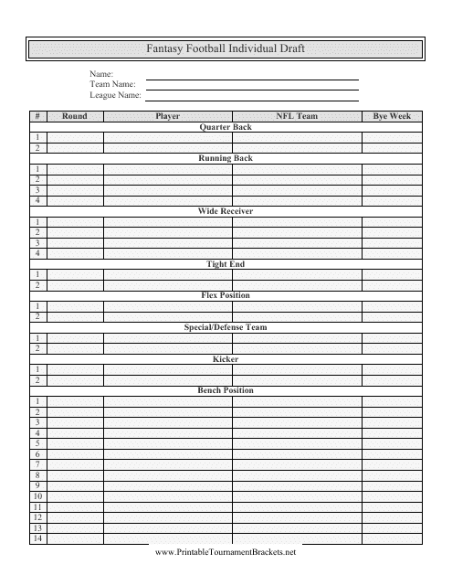 Printable Fantasy Football Forms Printable Forms Free Online