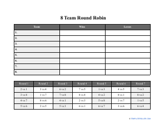 Document preview: 8 Team Round Robin Template