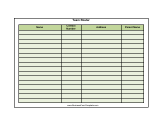Document preview: Team Roster Template