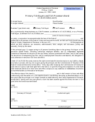 Form 0405-599 &quot;Primary Fish Buyers and Fish Processors Bond&quot; - Alaska