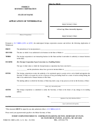 Form MBCA-12B Application of Withdrawal - Maine