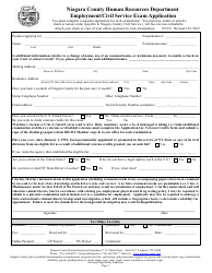 Employment/Civil Service Exam Application Form - Niagara County, New York