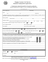 &quot;Seasonal Employment Application Form&quot; - Niagara County, New York