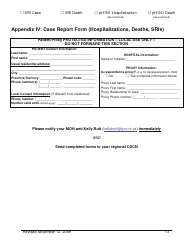 Document preview: Appendix IV Case Report Form (Hospitalizations, Deaths, Sris) - Newfoundland and Labrador, Canada