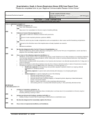 Appendix IV Case Report Form (Hospitalizations, Deaths, Sris) - Newfoundland and Labrador, Canada, Page 2