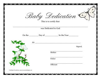 Document preview: Baby Dedication Certificate Template - Classic