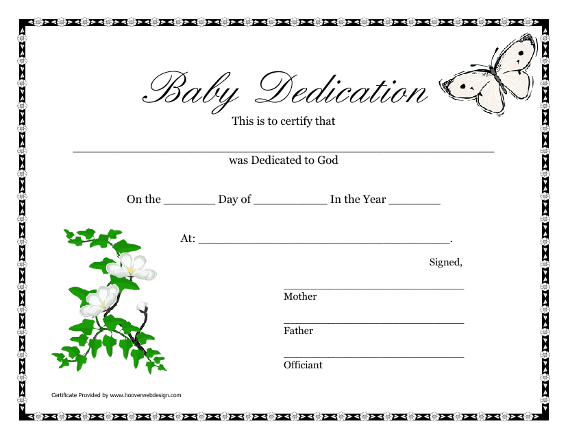 Baby Dedication Certificate Template - Classic