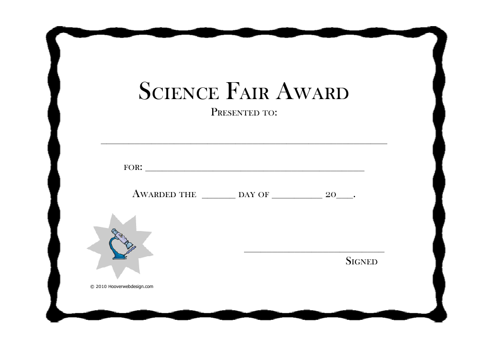 Science Fair Award Certificate Template Black - Beautifully designed award certificate template for science fair with black theme.