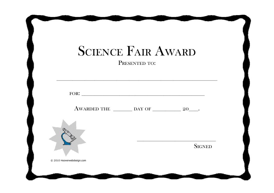 Science Fair Award Certificate Template - Black