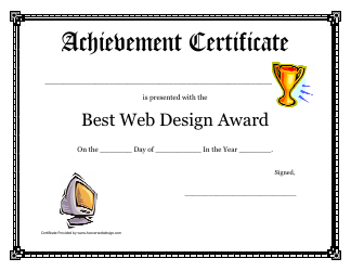 Document preview: Best Web Design Award Achievement Certificate Template