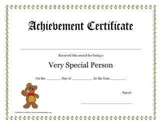 Document preview: Very Special Person Achievement Certificate Template
