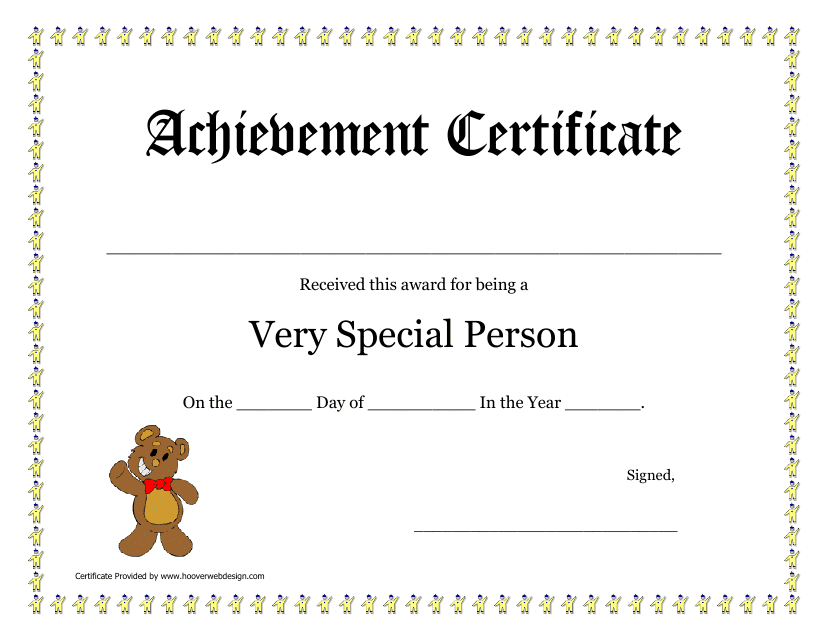 Very Special Person Achievement Certificate Template